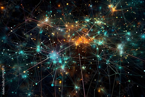 A computer generated image of a starry sky with many points of light. The image is a representation of a network of connections, with each point of light representing a connection between two entities