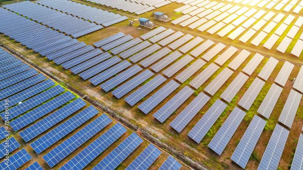 Solar Panel Farm Model A mesmerizing bird's-eye view reveals a sprawling solar farm, its ...