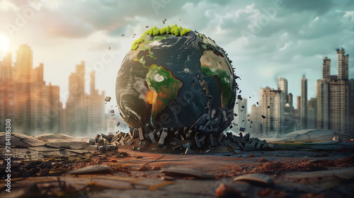 Conceptual Illustration: Global Warming's Impact on Planet Earth