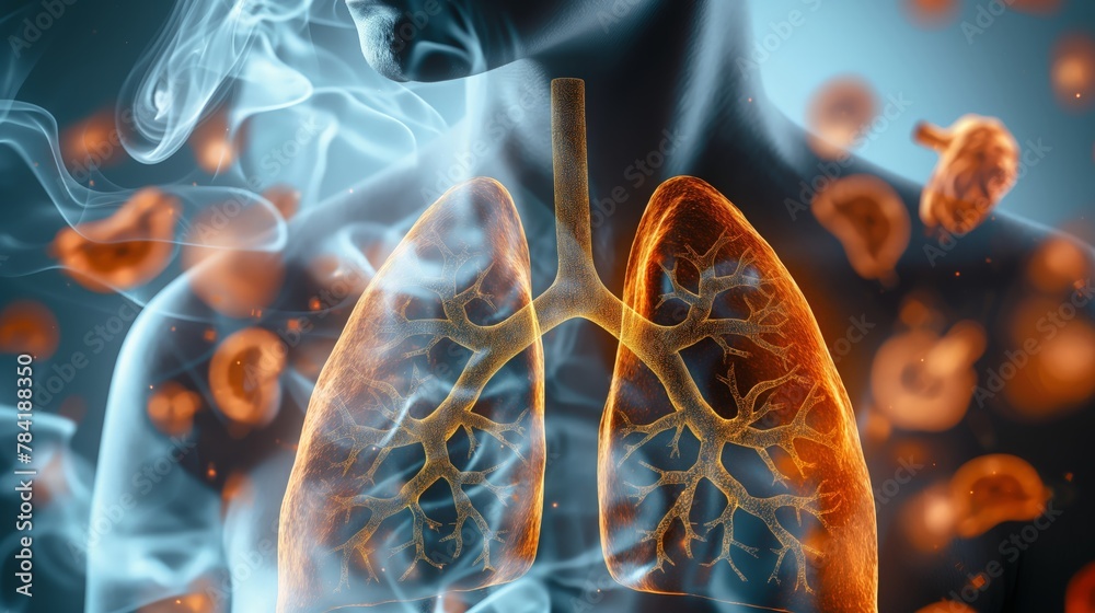 Smoke formation shaped as human lungs. Illustration of smokers lungs ...