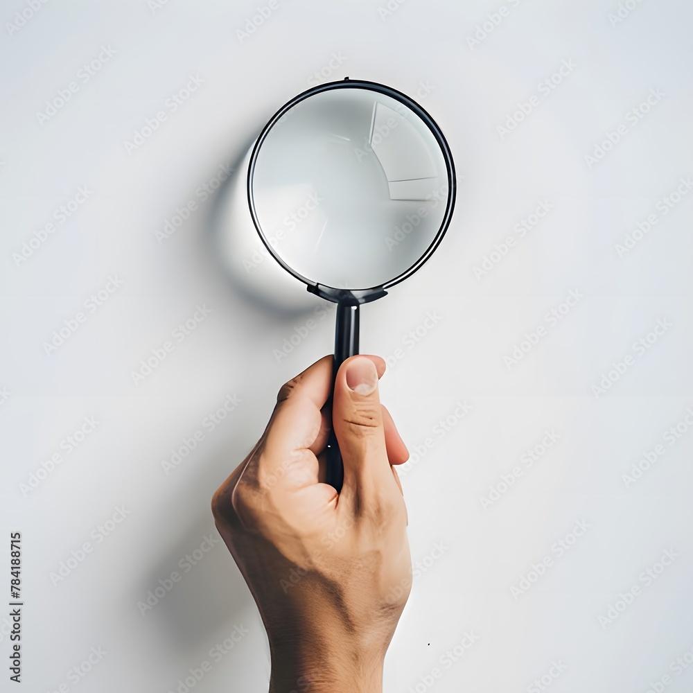 hand holding magnifying glass. Generative AI hand holding magnifying glass. Generative AI