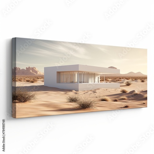 illustration of Desert Retreat-3D rendering of a contemporary hous, Generative ai © rajesh