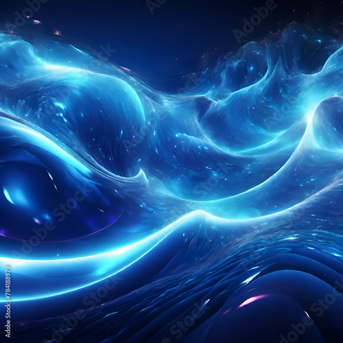 Blue glowing plasma curves in space abstract illustration