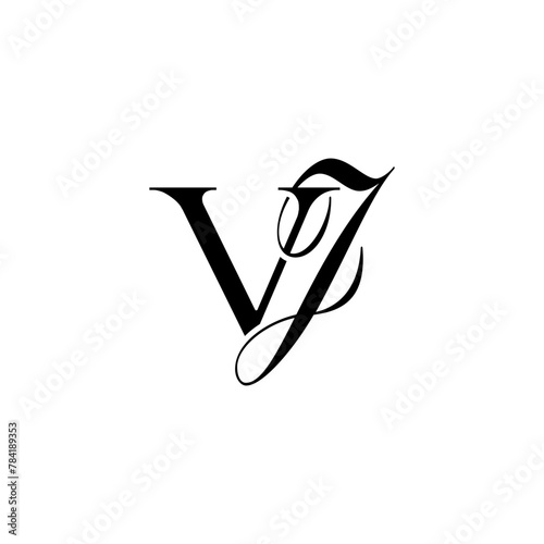 Initial Mixed Letter Logo. Logotype design. Simple Luxury Black Flat Vector VJ
