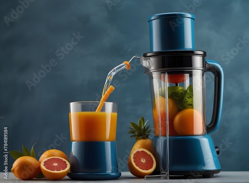 Refreshing Juicer: Isolated on Blue with Text Space 