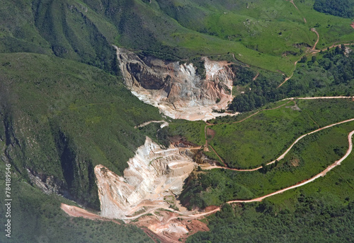 Linear erosion or gully-type erosion caused by mineral extraction activities in Capelinha, São Paulo Brazil, 2020.