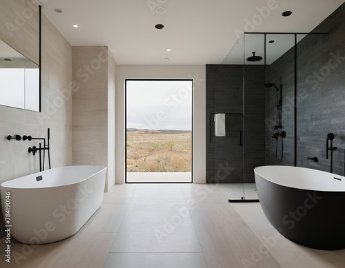 modern bathroom interior with shower