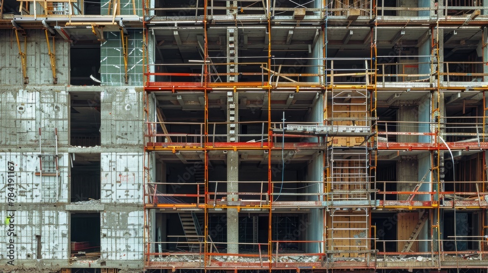 Abstract photo of construction site, Building under construction, Generative AI