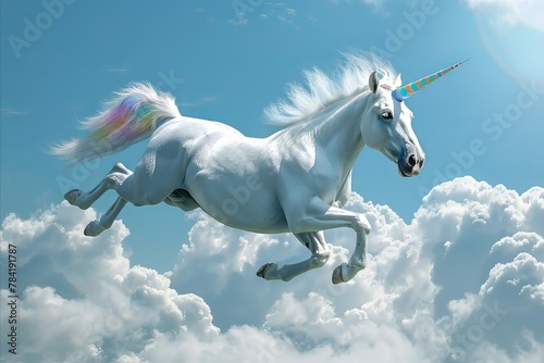 Whtie Unicorn flying in the sky © Ariestia