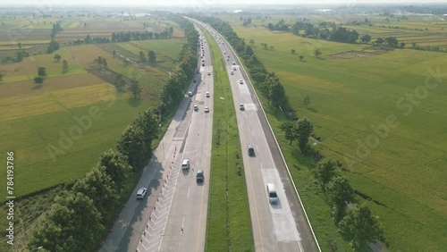 Aerial View of the Cipali Toll Road which implements contra flow during the Lebaran Homecoming (Mudik Lebaran) photo