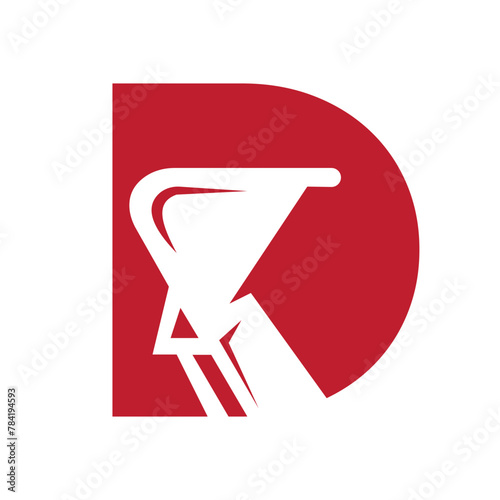 Letter D Excavator Logo for Construction Company. Excavator Machine Symbol