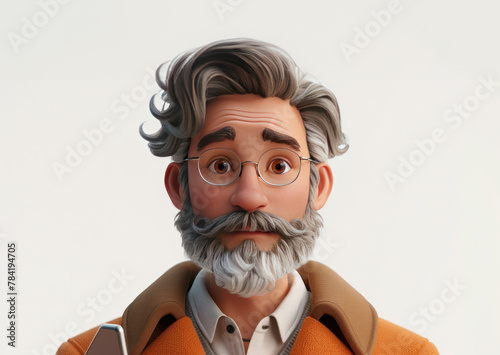 Cartoon of a Man With a Beard and Glasses photo