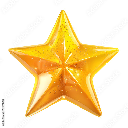 3D render Yellow star icon. Cartoon Symbol for Customer rating feedback or rang rating achievements 3d illustration
