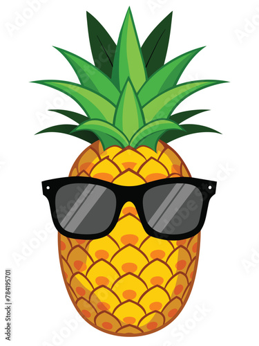 hipster pineapple with cooling glasses vector
