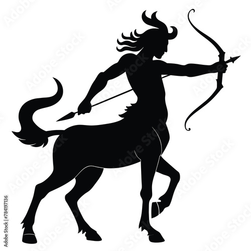 silhouette of a centaur archer, mythical creature vector