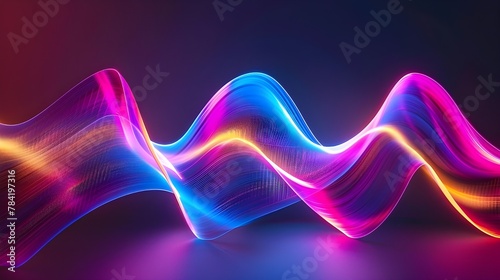 Multi-colored neon lights on a dark city street, reflection of neon light in puddles and water. Abstract night background, blurred bokeh light. Night view.