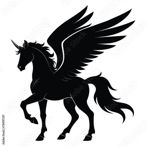 silhouette of a Pegasus, ancient creature vector