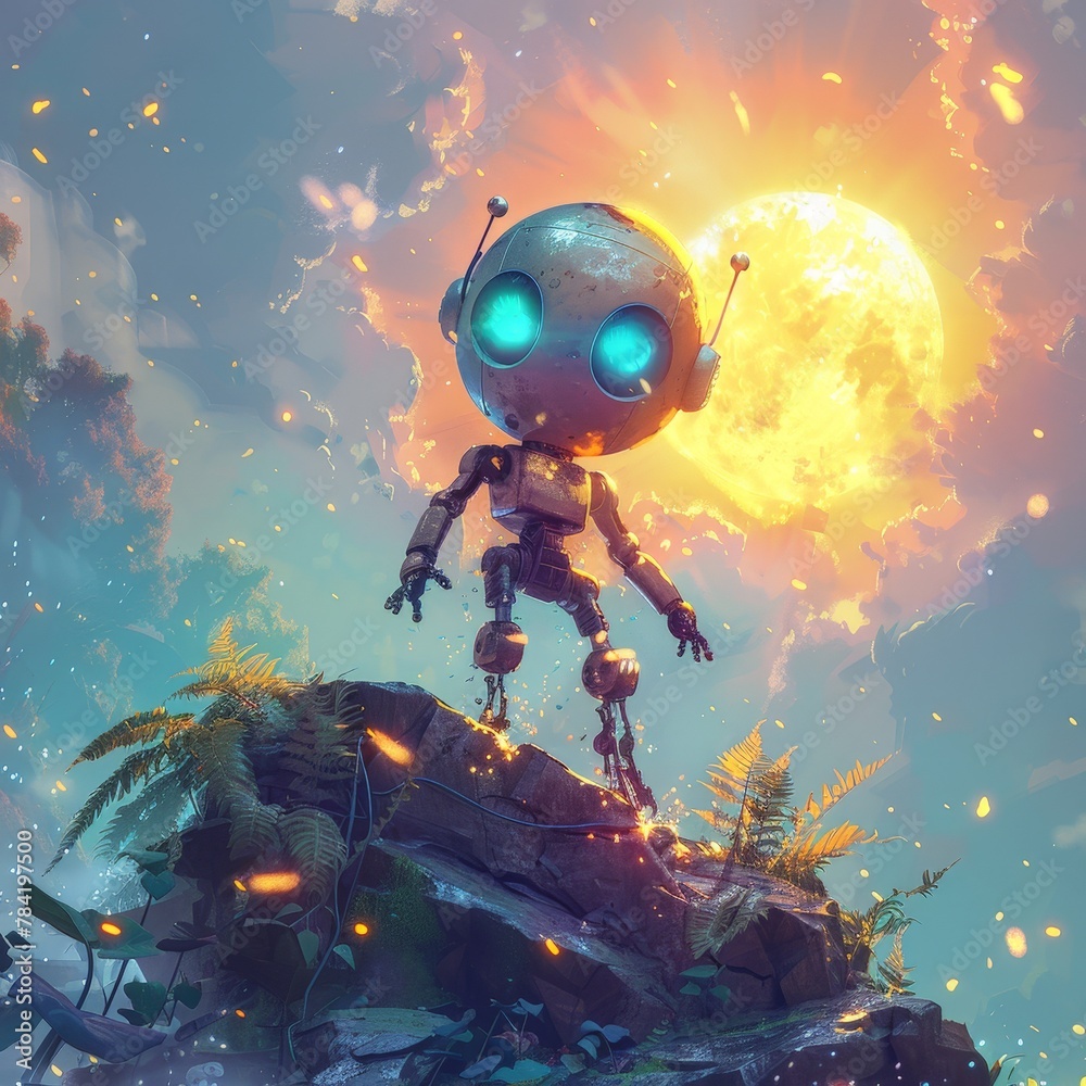 Imaginative Bot Hovering Over Radiant Yellow Sunspot Imaginative Bot Hovering Over Radiant Yellow Sunspot