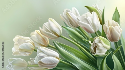 Spectacular Spring flowers,Bouquet of white and ping tulips, Present gift for Mother's day