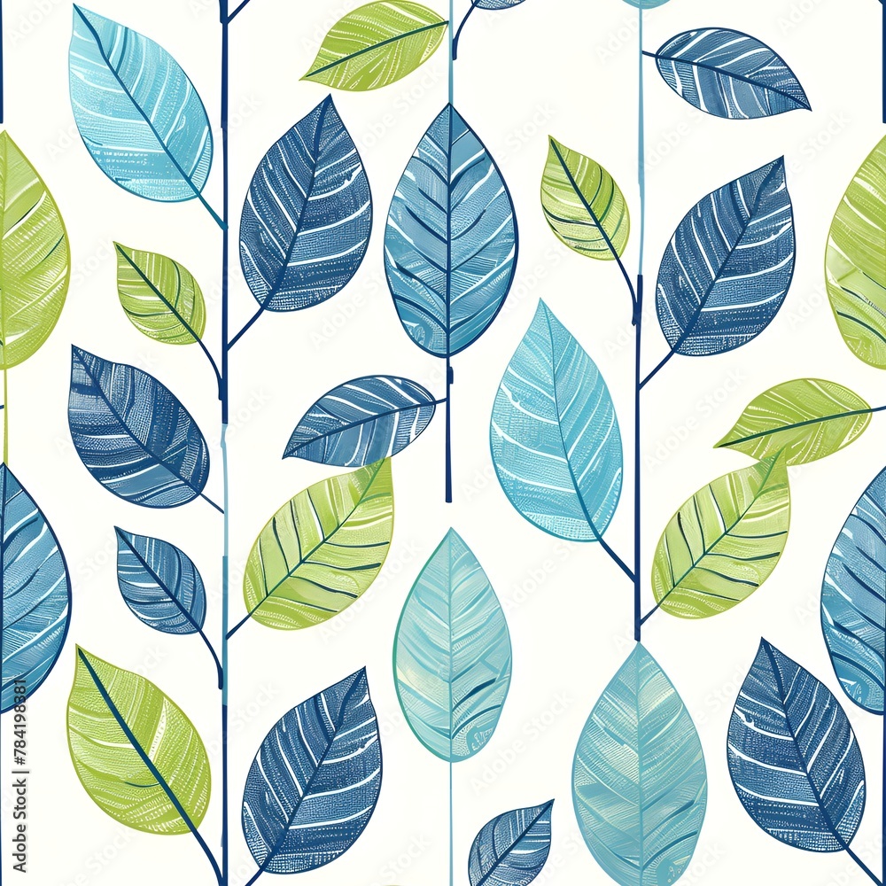 Obraz premium Seamless Pattern Design of Leaves, illustration, abstract, textile, fabric.