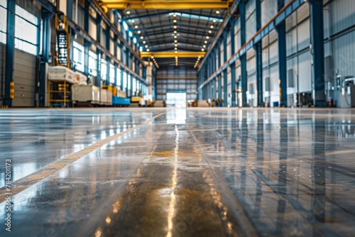 Empty factory building or warehouse building with concrete floor for industry background