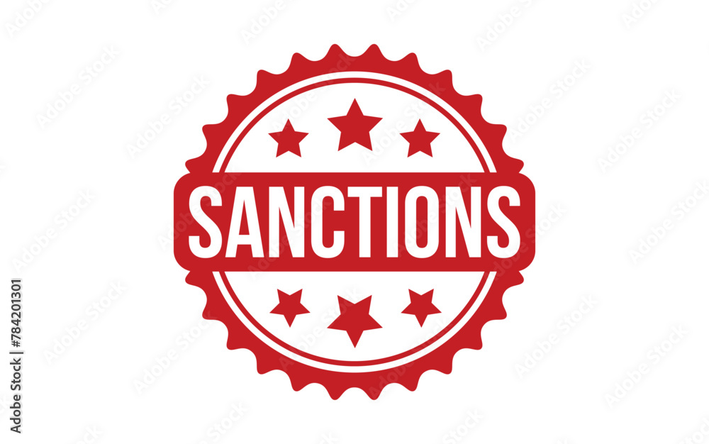 Sanctions Stamp. Red Sanctions Rubber grunge Stamp