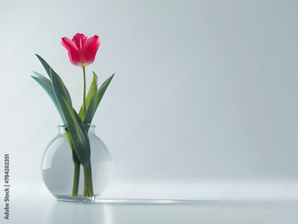 Vibrant Tulip Blossom Adorning a Elegant Vase, Floral Home Decor