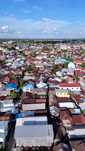 View of the Banjarmasin city from a drone during the day