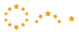 Customer Review five flat Stars. Best Customer rating feedback Cute Cartoon concept from client about employee of website. Flat Cartoon Stars in Circle (Full Vector) 