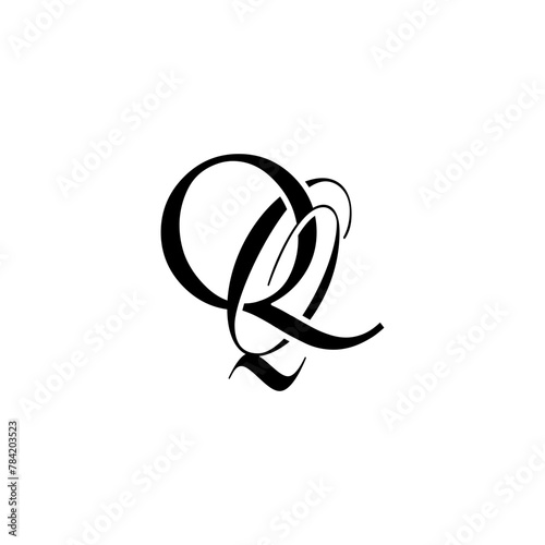 Initial Mixed Letter Logo. Logotype design. Simple Luxury Black Flat Vector QQ