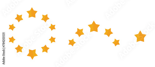Customer Review five flat Stars. Best Customer rating feedback Cute Cartoon concept from client about employee of website. Flat Cartoon Stars in Circle (Full Vector) 