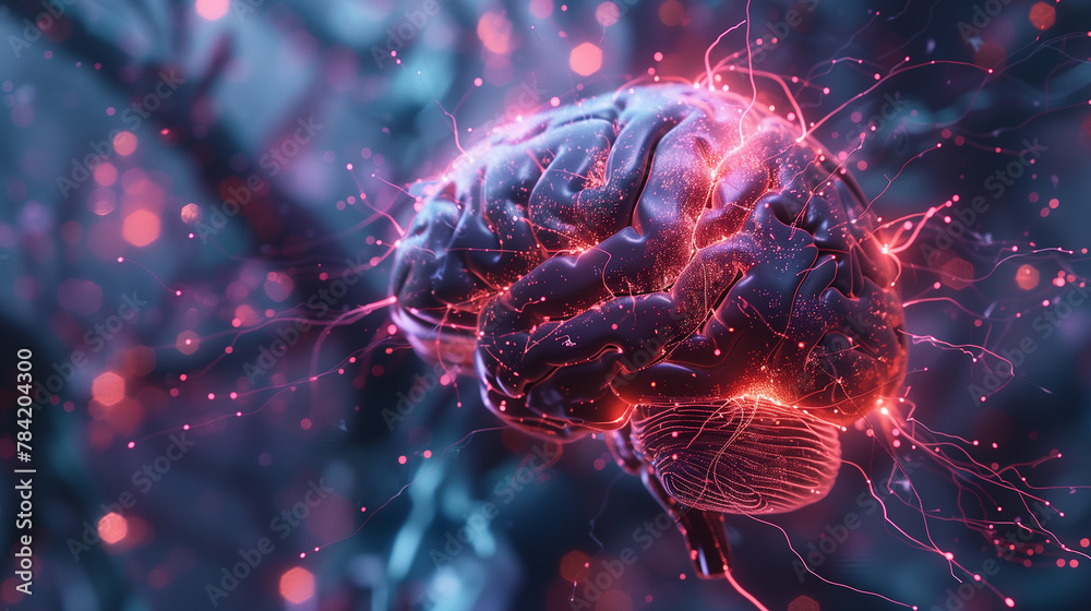 Futuristic Style brain affected by a stroke resulting in paralysis and speech impairment. Futuristic Style brain affected by a stroke resulting in paralysis and speech impairment.