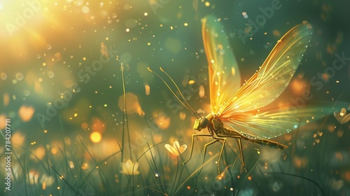 Luminescent Wings: Enchanting Fireflies and Butterflies in the Night photo