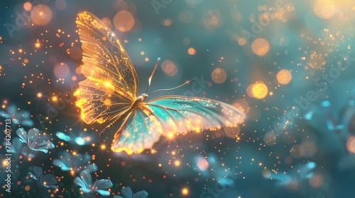 Luminescent Wings: Enchanting Fireflies and Butterflies in the Night photo
