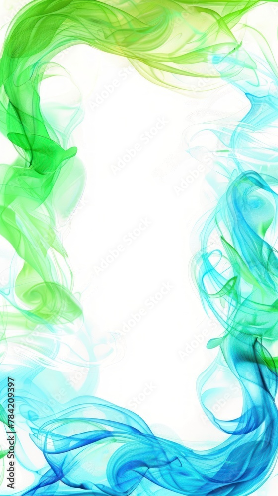 Wavy neon frame with a smooth gradient from turquoise to lime green Wavy neon frame with a smooth gradient from turquoise to lime green