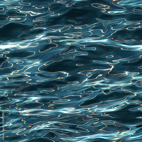 Serene Water Reflections, Deep Blue Hues, Abstract Waves Pattern