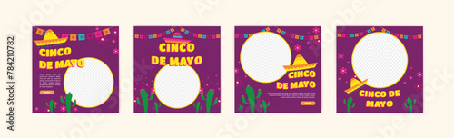 Social media post banner for Cinco de Mayo celebration. Set of cinco de mayo party poster templates. Cinco de mayo poster and banner.