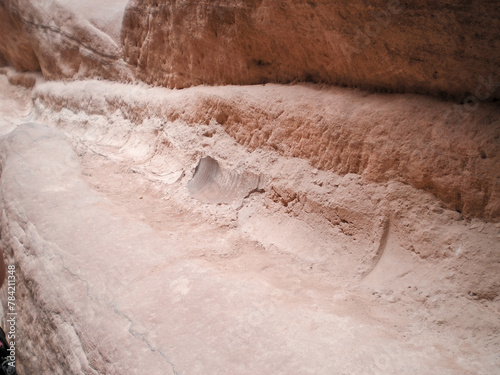 Remains  of the ruined drain into the Al Siq gorge of the Historical Reserve of the Petra near the Wadi Musa city which is home to the Petra in Jordan