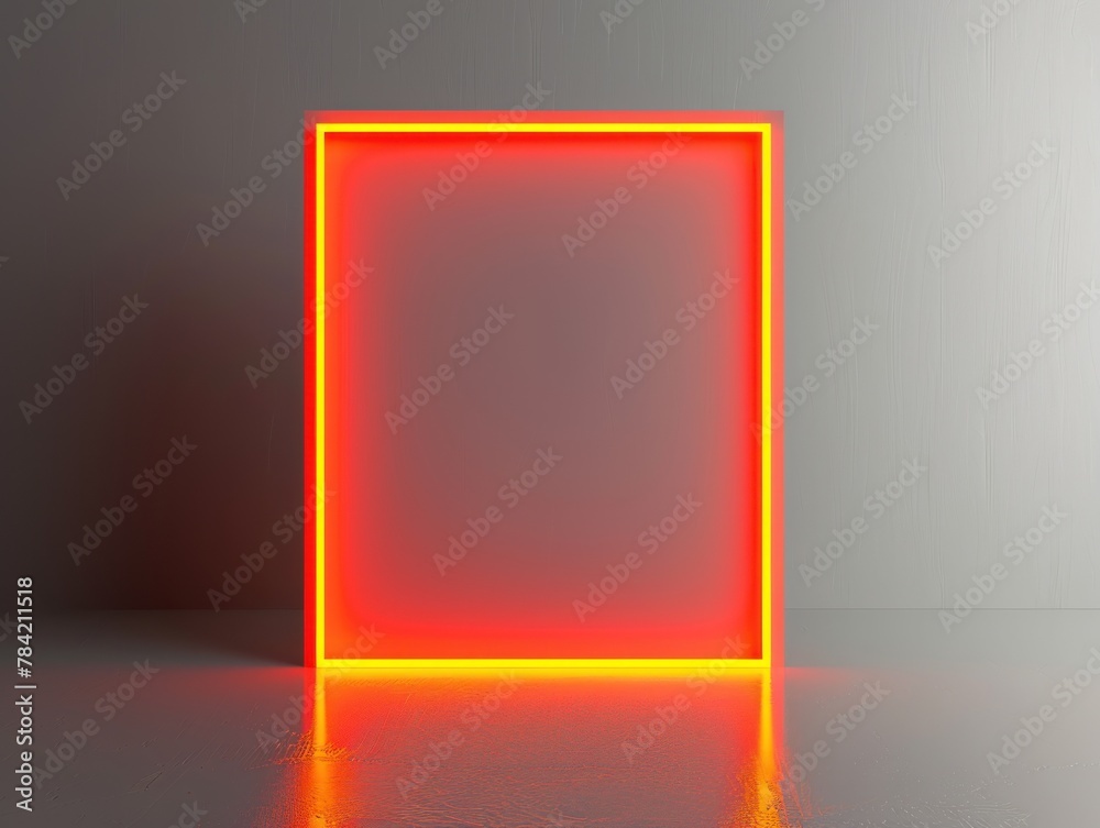 A sleek gradient neon frame blending from vibrant orange to fiery red A sleek gradient neon frame blending from vibrant orange to fiery red