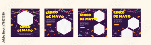 Social media post banner for Cinco de Mayo celebration. Set of cinco de mayo party poster templates. Cinco de mayo poster and banner.