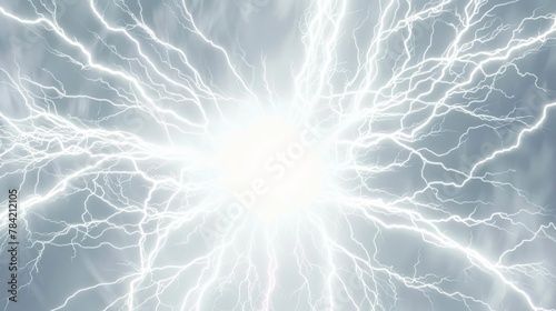 A pulsating electricity frame with bolts of lightning radiating outward