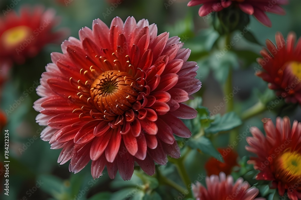 A beautiful red asters are blooming
A beautiful red asters are blooming
