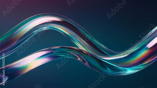 Abstract Background with Neon Striped Waves in Blue and Pink Tones