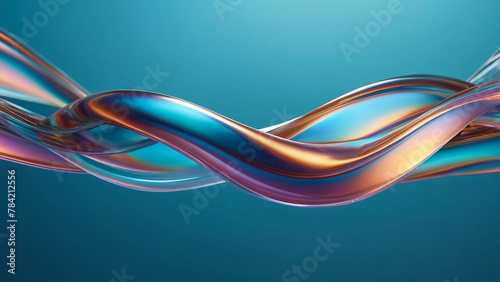 Abstract Background with Neon Striped Waves in Blue and Pink Tones