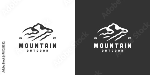Creative Mountain Outdoor Logo. Mount, Hill, Peaks, Hiking Adventure Logo Icon Symbol Vector Design Inspiration.