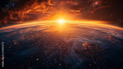 Glorious sunrise casting golden light over the earth  new beginnings  vibrant  AI Generative