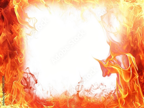 A fiery frame with blazing orange and red flames curling around the edges