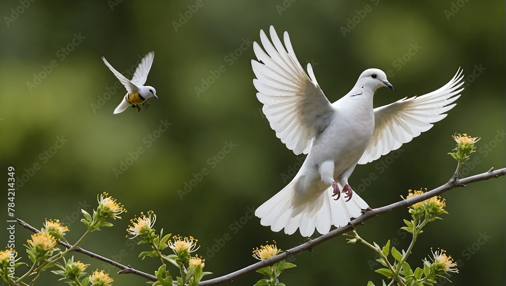 Obraz premium Dove-with-bee-ai-image