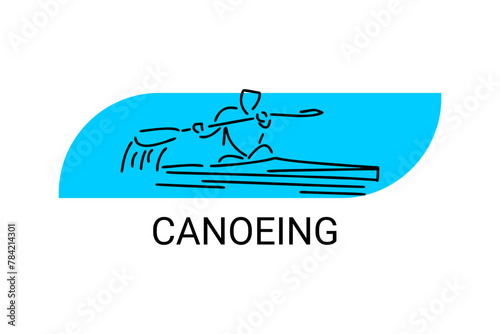 Canoeing sport vector line icon. sportman an athlete rowing a canoe in a competition. sport sign. sport pictogram illustration
