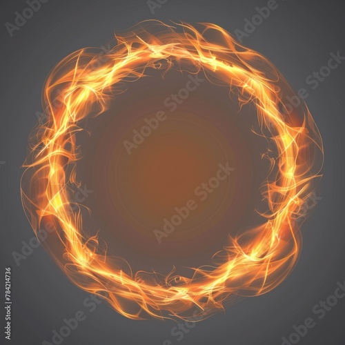 A circular frame made of wild dancing flames in varying shades of orange